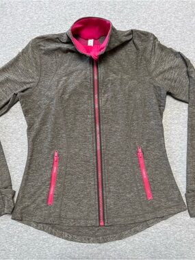 LULULEMON DEFINE ULTRA SOFT NO PILLING  HEATHERED SLATE/PINK SZ 12